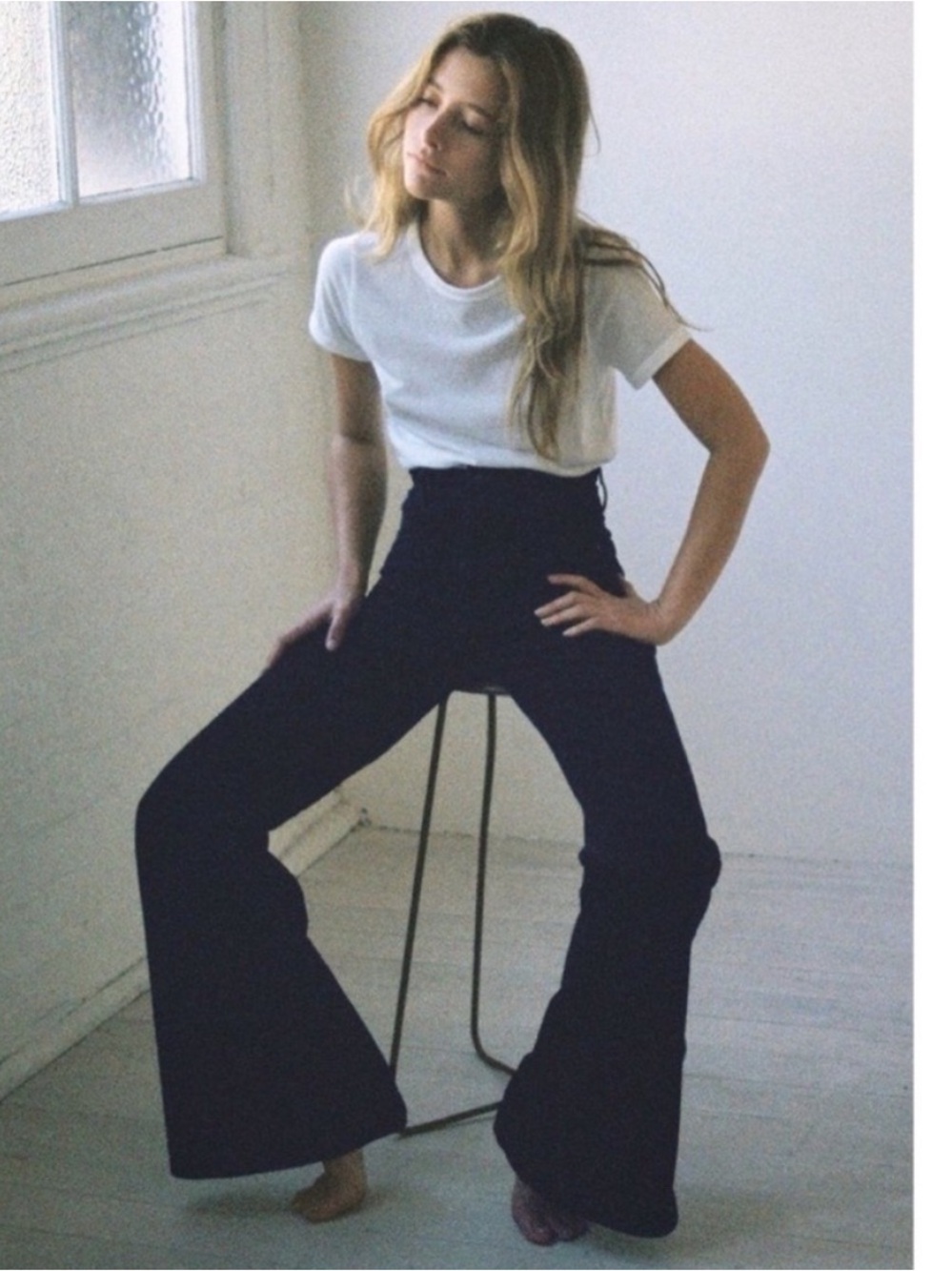 ROLLAS East Coast Flare Wide Leg High Rise Blue Corduroy Pants Retro 70s Fall